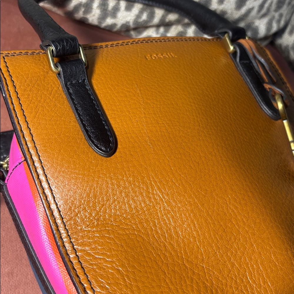 Fossil hope top handle colorful stripe medium square bag fun summer purse - Picture 10 of 16